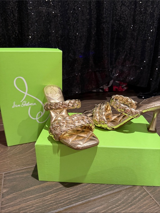Sam Edelman Shoes - Sam Edelman Metallic Gold Braided Heeled Slides